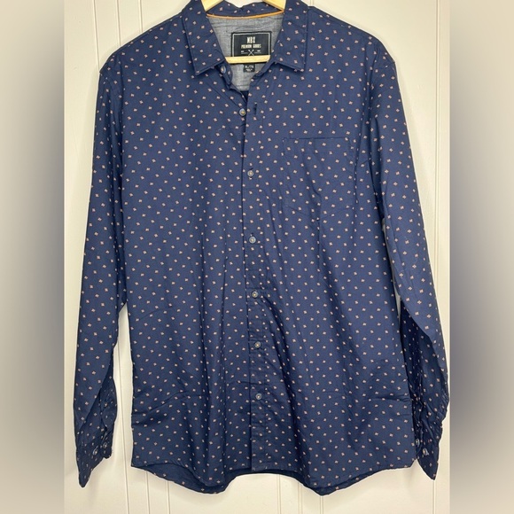 MBX Other - MBX Premium Goods XL/TG Blue/Peach long Sleeve Button Up Shirt